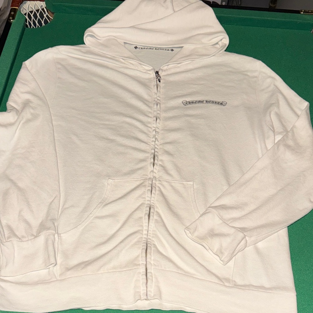 (MY LAST unit  FROM MY CLOSET USED) Chrome Hearts white Zip-Up Hoodie